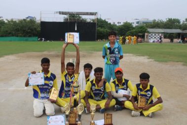 T20 CCL Delhi Selection Camp players cheering with trophy