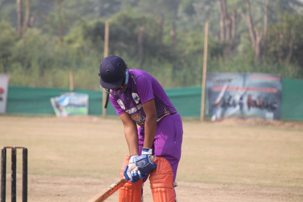 Batsman practicing front foot