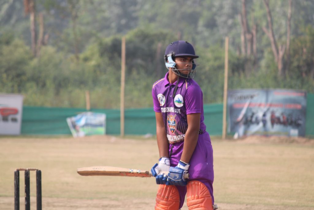 Batsman practicing front foot