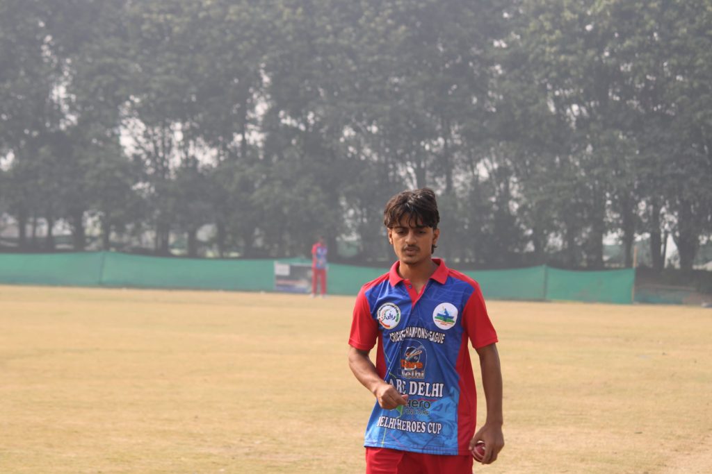 Player practicing spin bowling