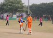 Batsman driving ball cleanly