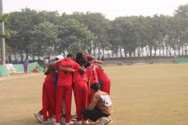 Cricketer preparing to field