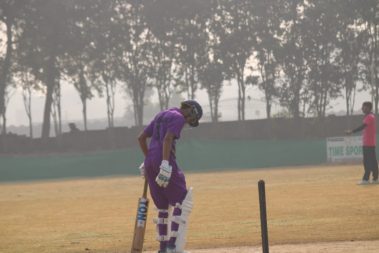 Batsman focusing on footwork