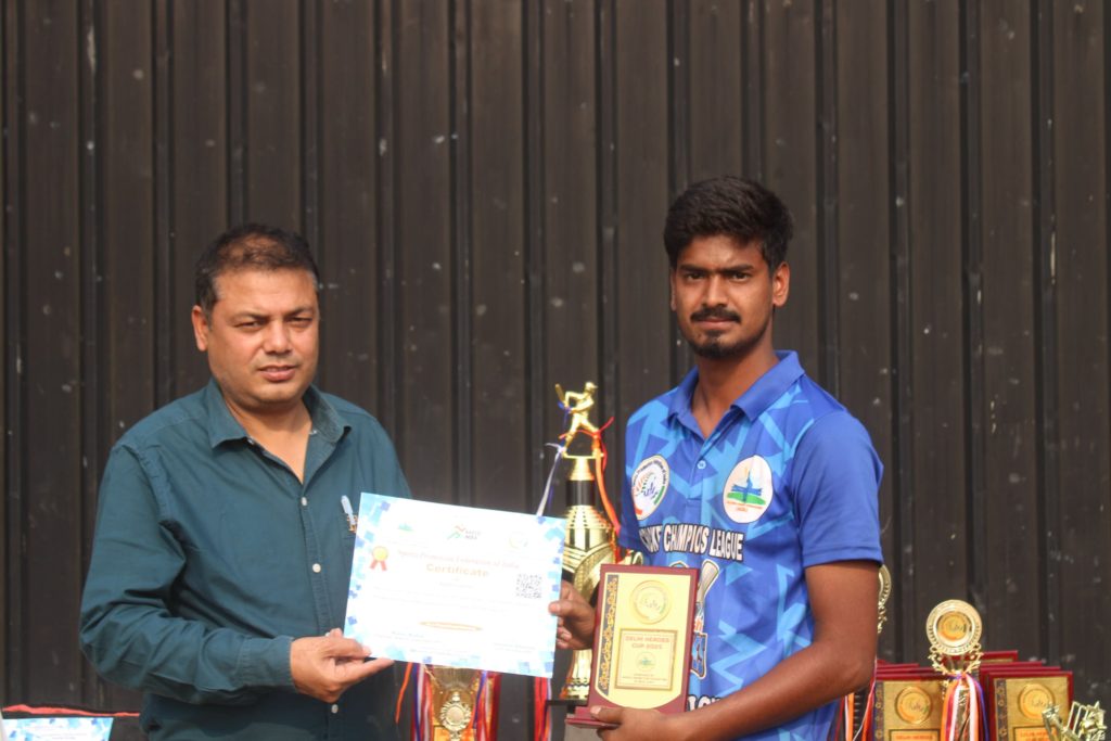 Young player showing certificate