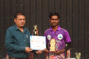 Young player showing certificate