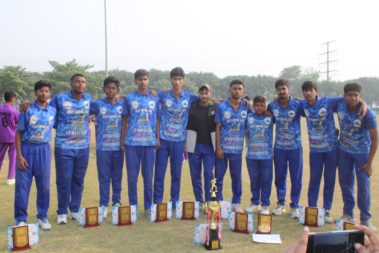 Coach giving trophy award