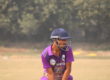 Young cricketer practicing proper shot selection and footwork during trial preparation for Ranji Trophy or BCCI cricket trials