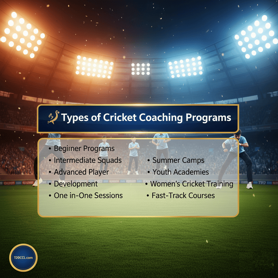Types of Cricket Coaching Programs Types of Cricket Coaching Programs