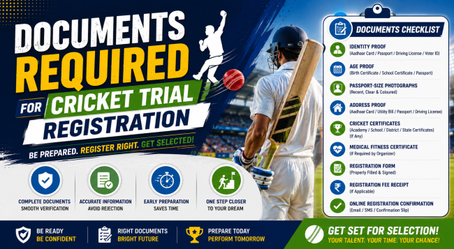 Documents Required for Cricket Trial Registration Documents Required for Cricket Trial Registration